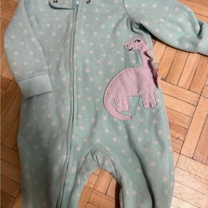 Carter's Mint Green and Pink Dinosaur Footie